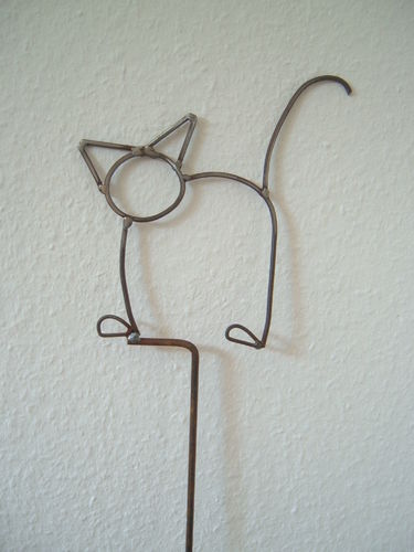 Gartenstecker Katze rostendes Metall schöne Dekoration für Haus und Garten