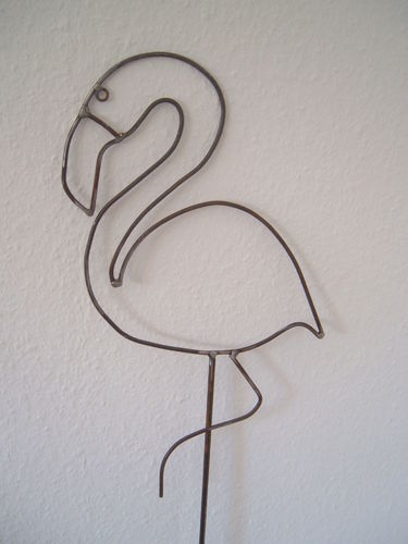 Gartenstecker Flamingo rostendes Metall schöne Dekoration für Haus und Garten