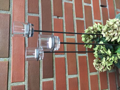 3er Set Teelichthalter aus Metall - Windlicht - Gartenlicht inkl. Glas
