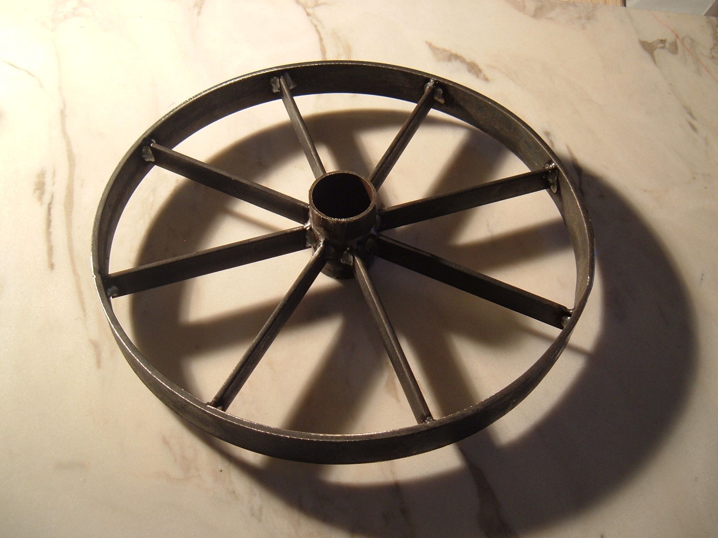 Wheel of metal flat iron decoration for interior and exterior handwork rustic 32cm diameter
