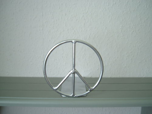 Buchstütze Peace-Zeichen - Bücherstütze aus Metall - Halter für CD / DVD - Deko