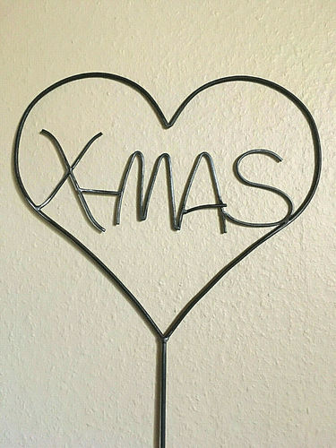 X-MAS Herz aus Metall mit Stab - Christmas - Weihnachtsdeko